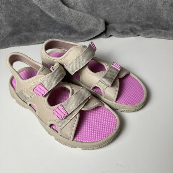Girls Nature Sport Sandals Beige Pink Lightweight Easy‎ On Hook and Loop Size 4 - Picture 6 of 12